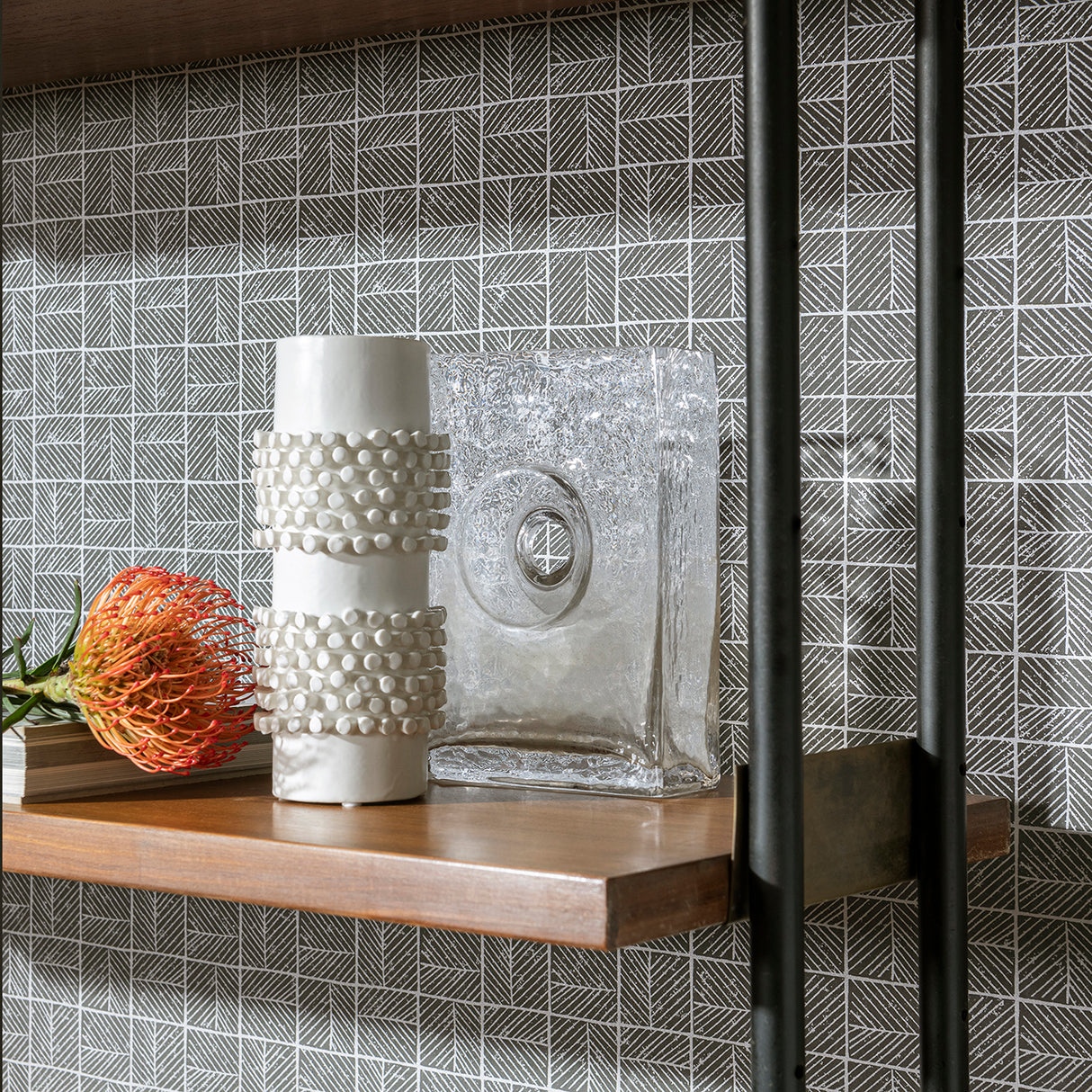 Carimbo Mosaic Grey by Veer Decor Geometric Abstract Wallpaper – 8251-AI3