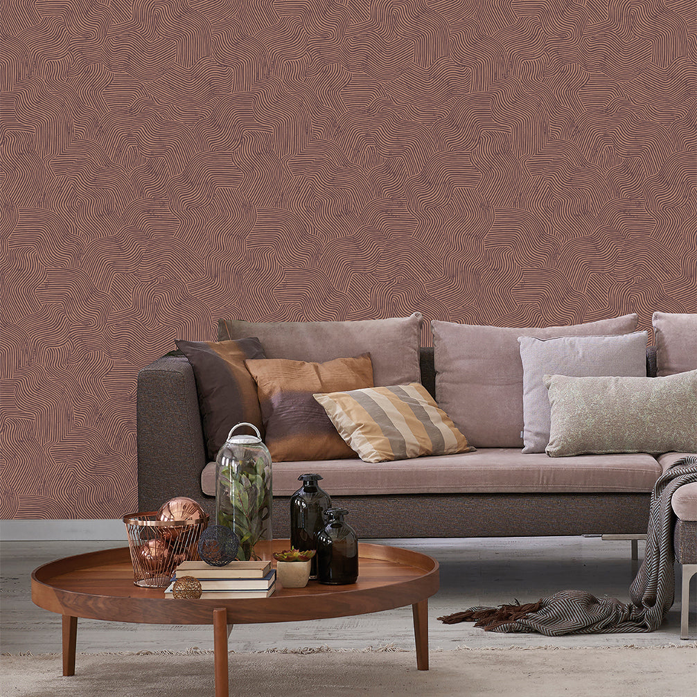 Bahia Dunes Bordeaux by Veer Decor Abstract Wallpaper – Veer Decor 8251-AJ4