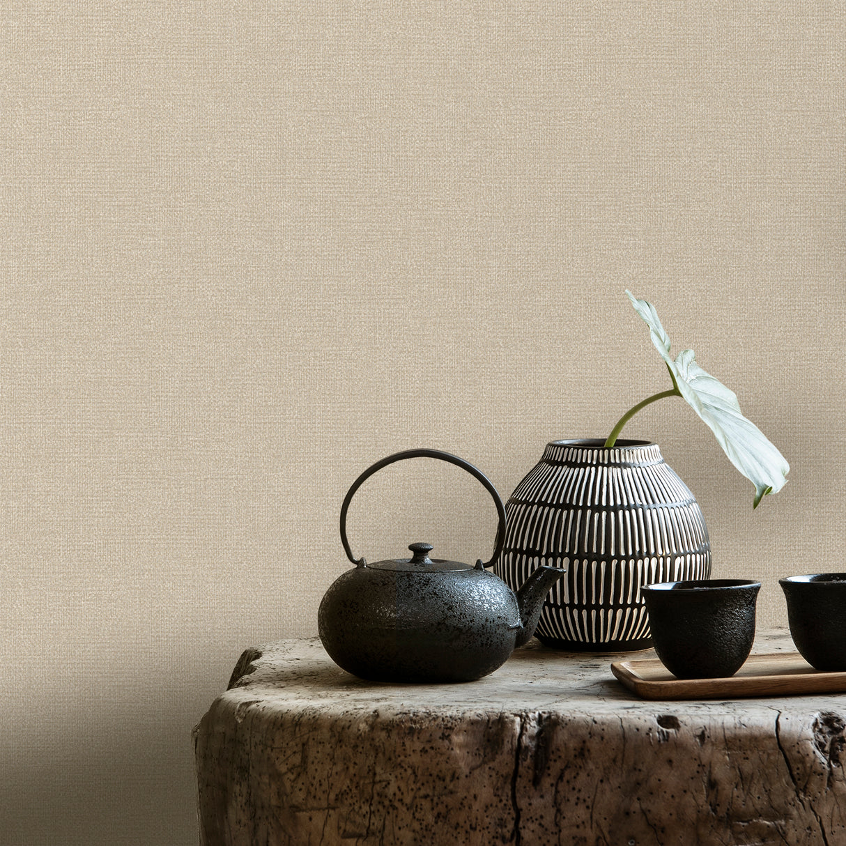 Chanel Linen Blend Tan by Veer Decor Textured Abstract Wallpaper – 8252-AB3