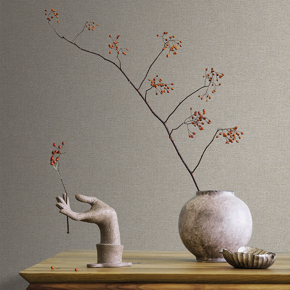 Chanel Linen Blend Gray by — Textured Linen-Look Wallpaper – Veer Decor 8252-AB5