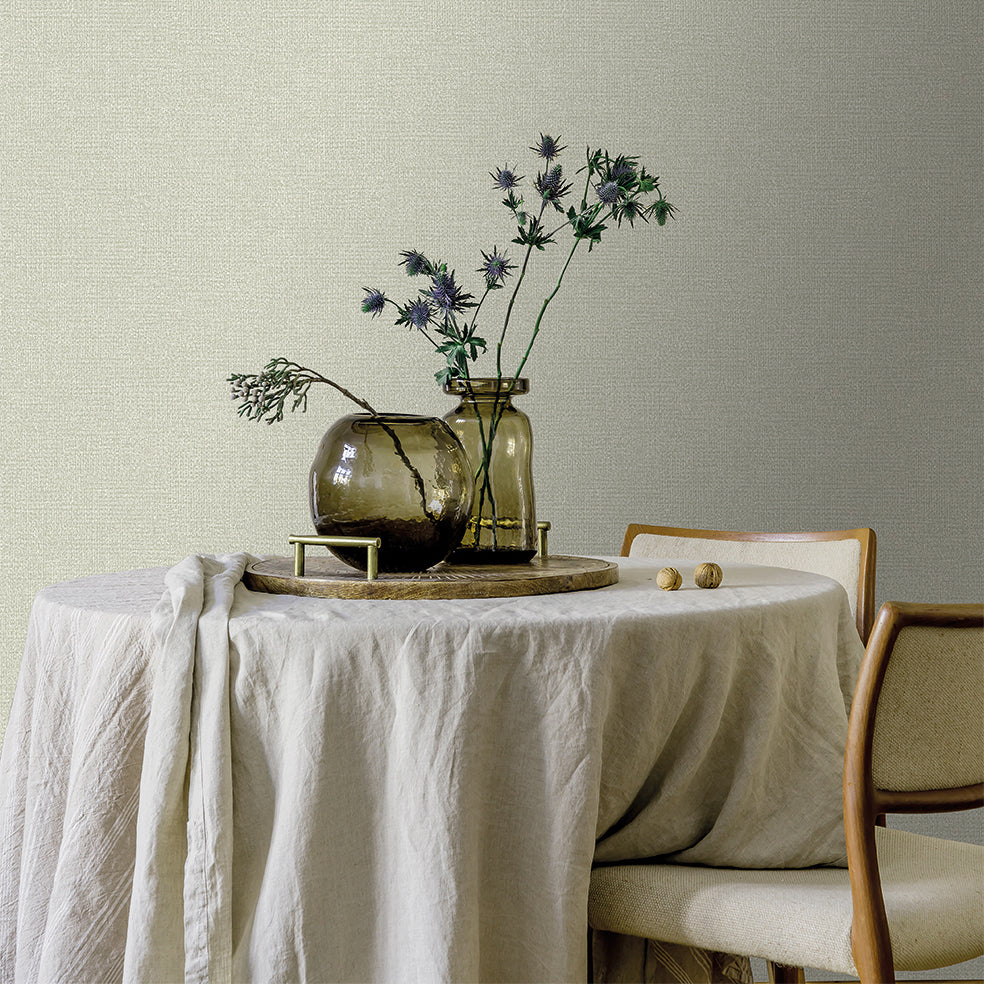 Chanel Linen Blend Green by Veer Decor Textured Abstract Wallpaper – Veer Decor 8252-AB8