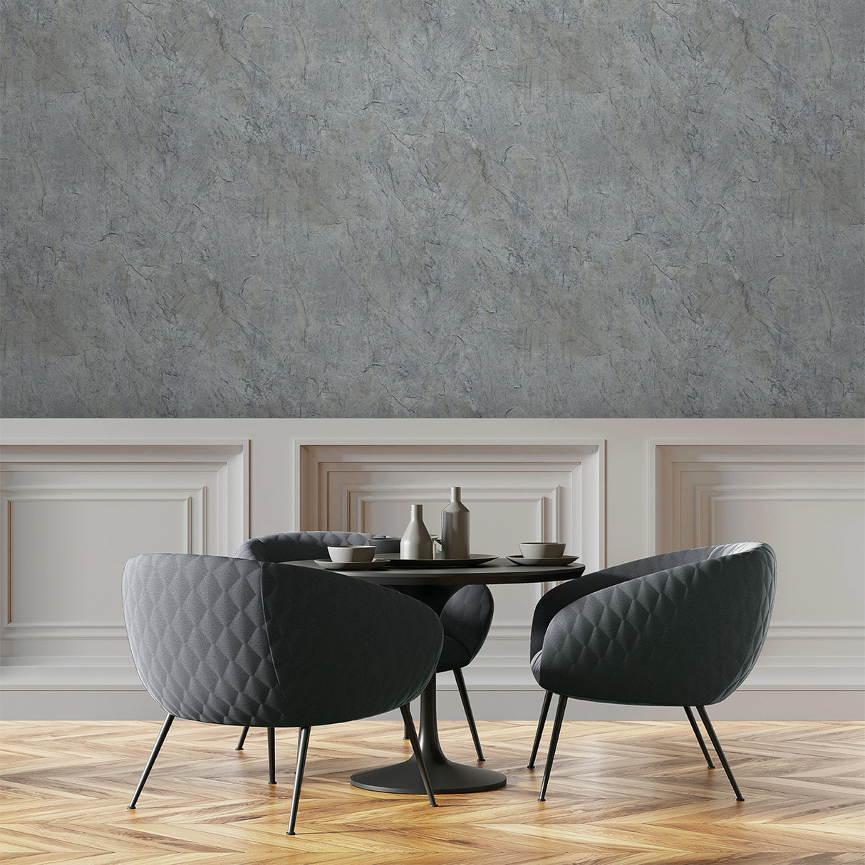 Slate Fusion Blue by  Textured Abstract Wallpaper – Veer Decor 8252-AC3