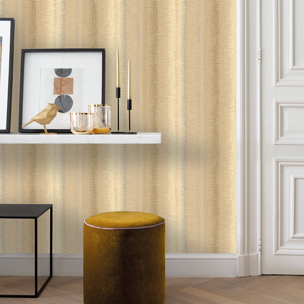 Woven Gradient Stripe Tan by Veer Decor Textured Stripe Wallpaper – Veer Decor 8252-AD2