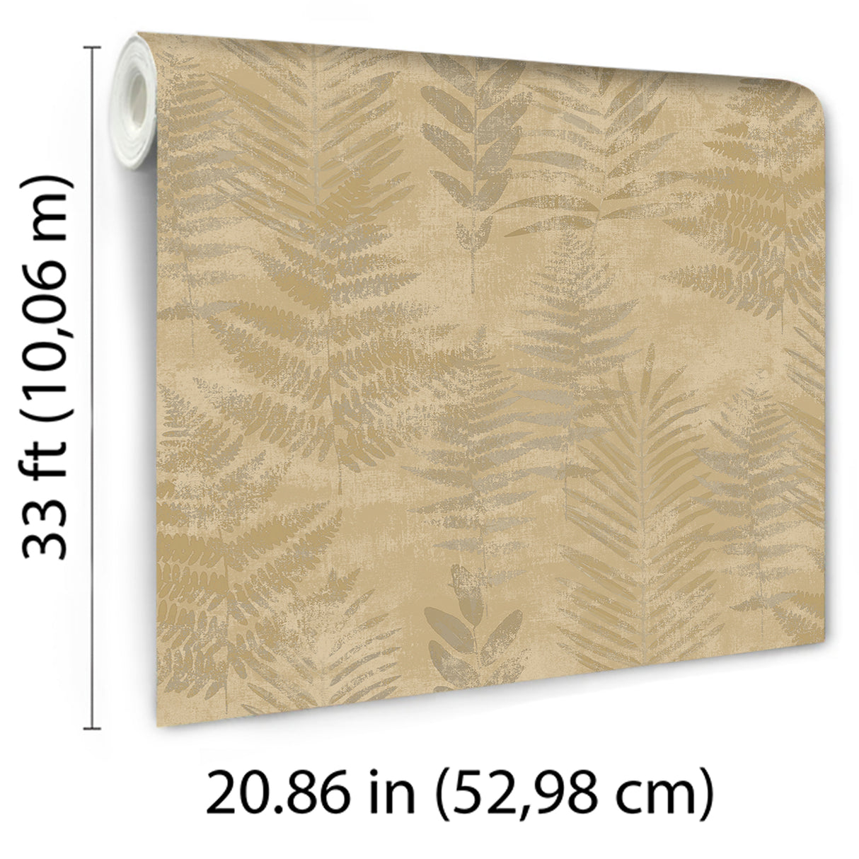 Fern Horizon Tan by  Whimsical Botanical Wallpaper – Veer Decor 8252-AE3