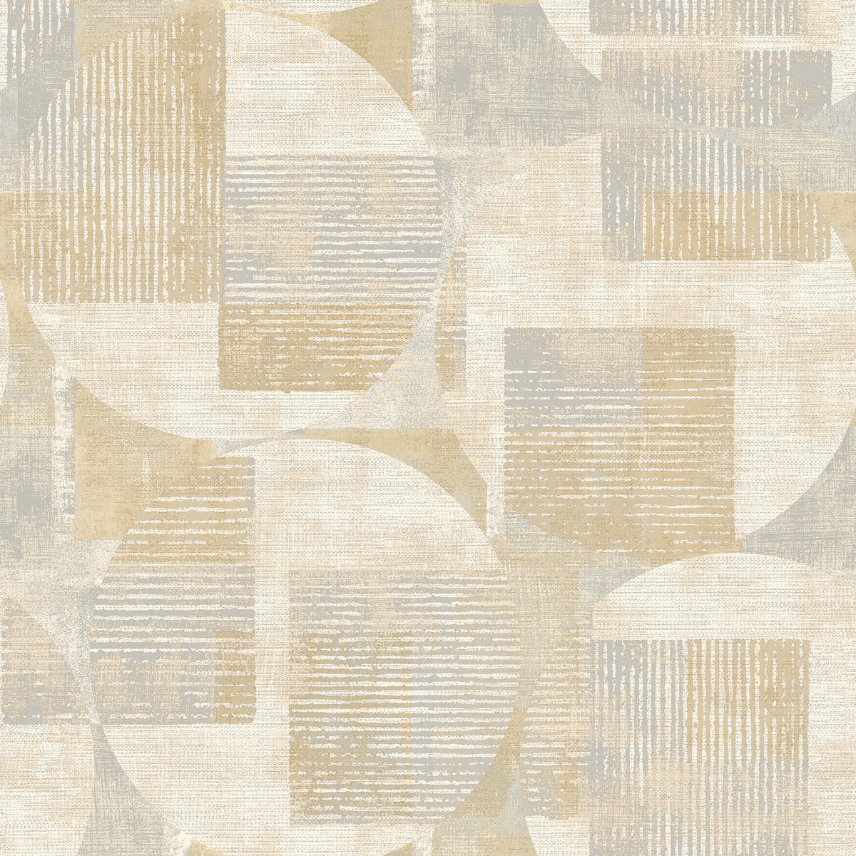 Geo Canvas Beige abstract geometric wallpaper sample with layered circles and squares