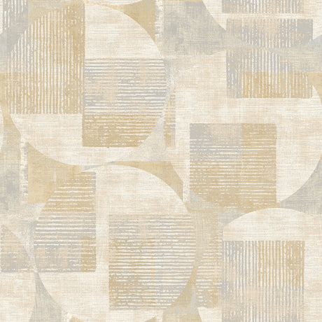 Geo Canvas Beige abstract geometric wallpaper sample with layered circles and squares