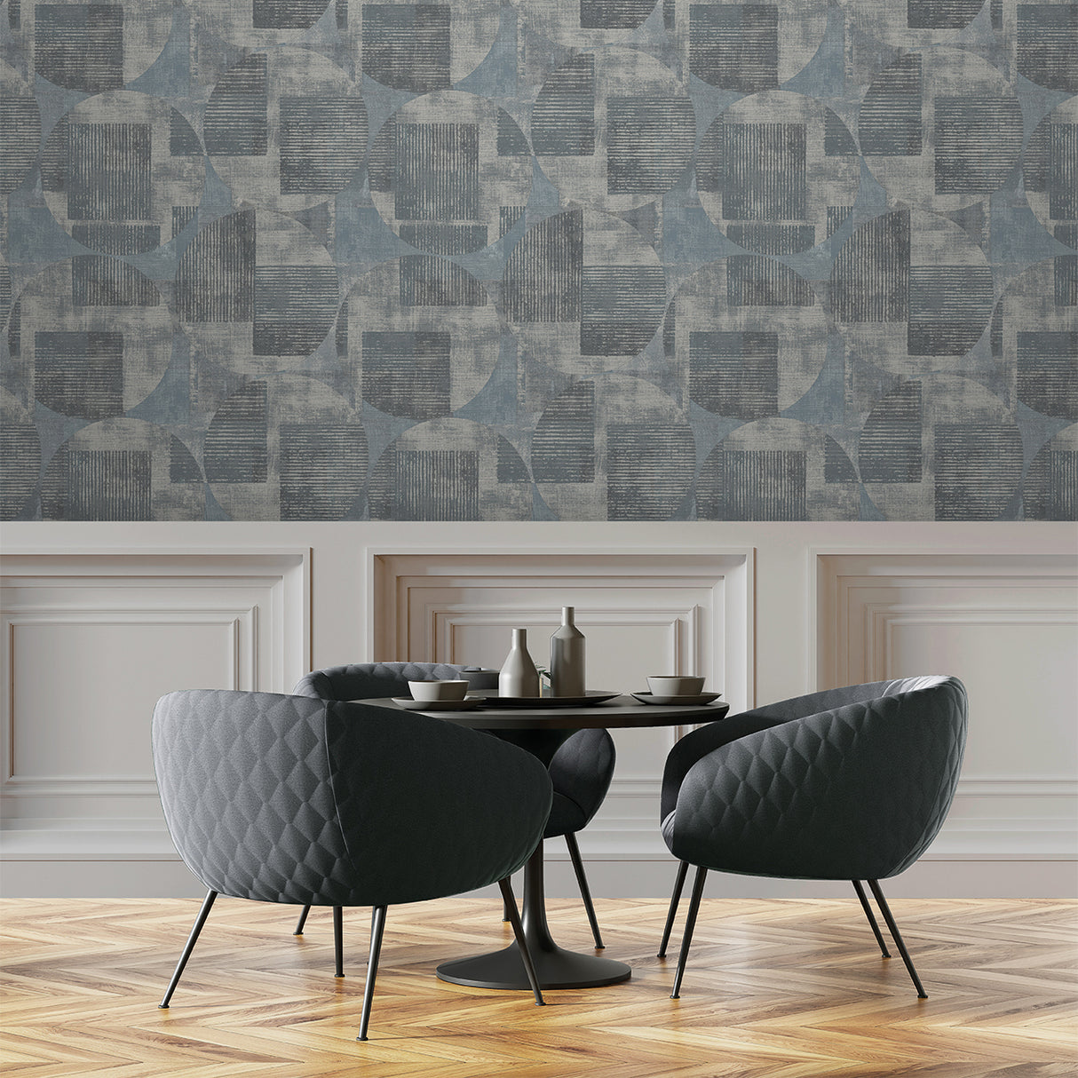 Geo Canvas Blue by Veer Decor Abstract Geometric Wallpaper – 8252-AF3