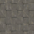Prism Grid Brown geometric textured wallpaper roll and room image