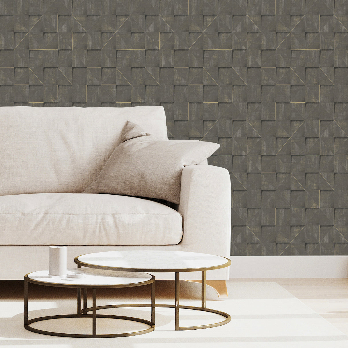 Prism Grid Brown by Veer Decor Abstract Geometric Wallpaper – Veer Decor 8252-AG4