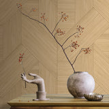 Sculpted Chevron Wood Panels Tan by Veer Decor Abstract Textured Wallpaper – Veer Decor 8252-AH2