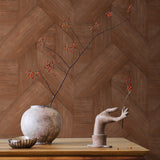 Sculpted Chevron Wood Panels Red by  Wallpaper – Veer Decor 8252-AH3