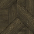 Sculpted Chevron Wood Panels brown geometric wood-look wallpaper roll and room view