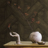 Sculpted Chevron Wood Panels Brown by — Geometric Textured Wallpaper – 8252-AH4
