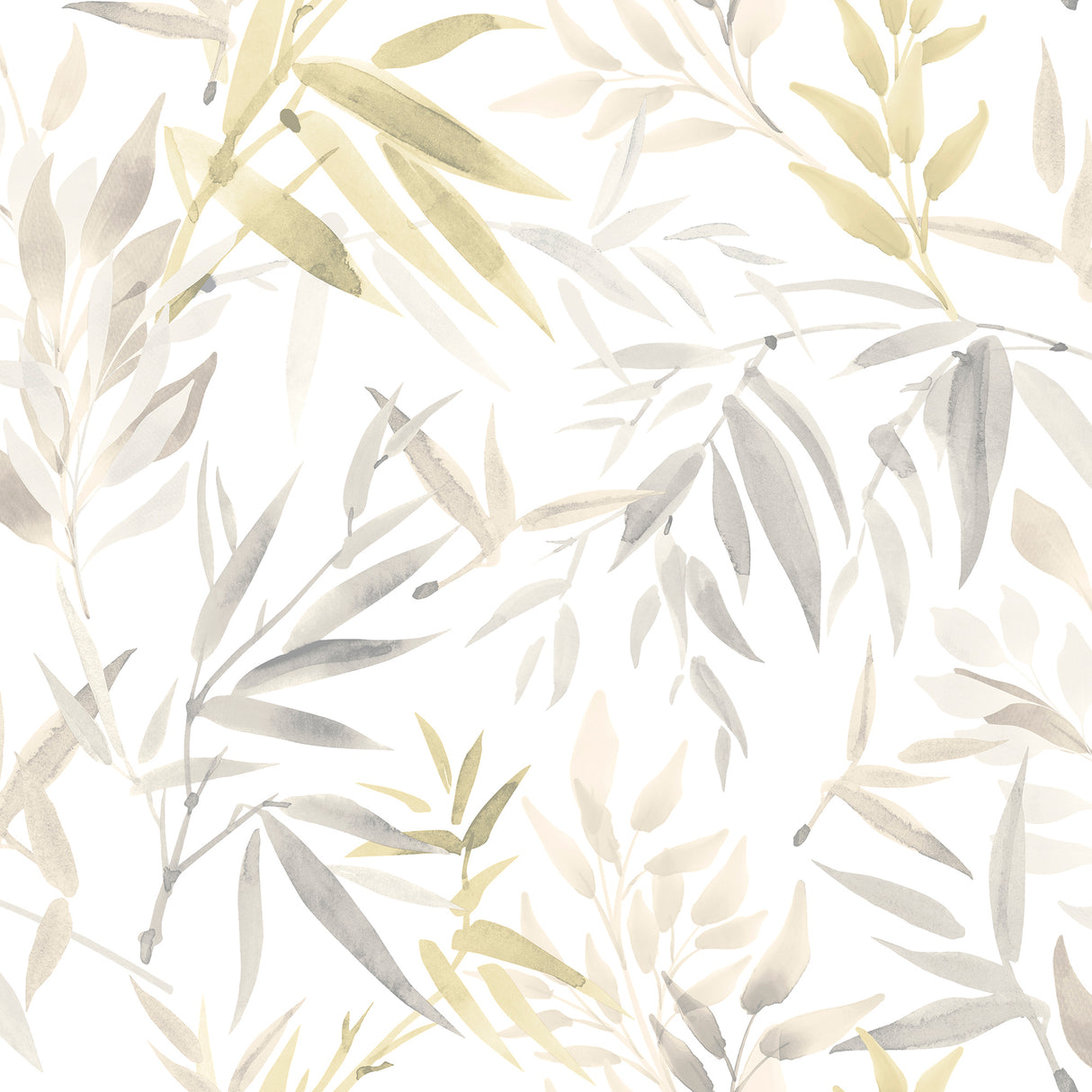 Painted Canopy Beige watercolor bamboo leaves textured non-woven unpasted wallpaper roll 20.86 in x 33 ft