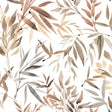 Painted Canopy Red wallpaper with watercolor bamboo leaves in warm neutrals