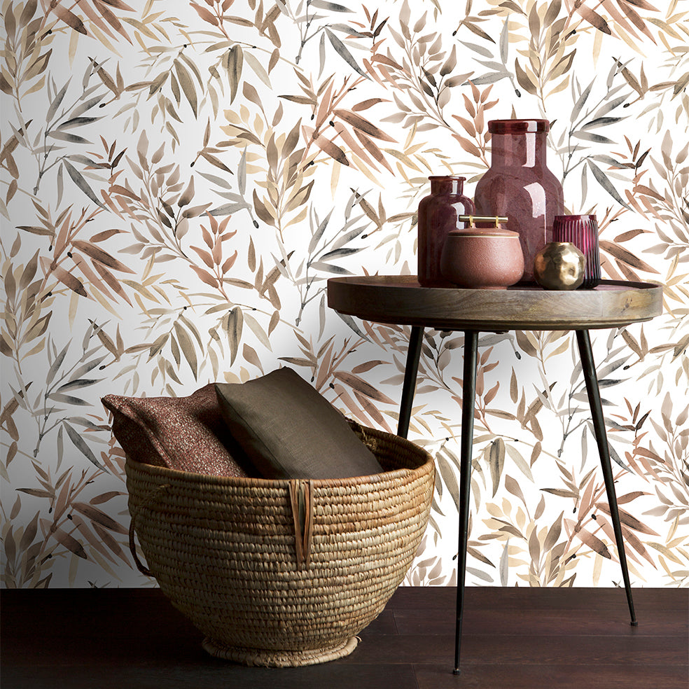 Painted Canopy Red by Veer Decor Botanical Wallpaper – Veer Decor 8252-AI2