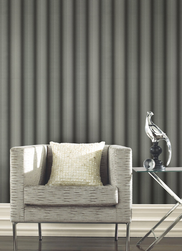 Ebb & Flow Charcoal Metallic Wallpaper