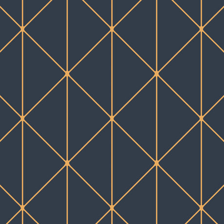 Diamonds navy and gold geometric wallpaper by Boråstapeter for Schumacher, roll and pattern detail