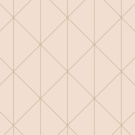Diamonds geometric wallpaper in petal and gold by Boråstapeter for Schumacher, shown in a modern interior setting.