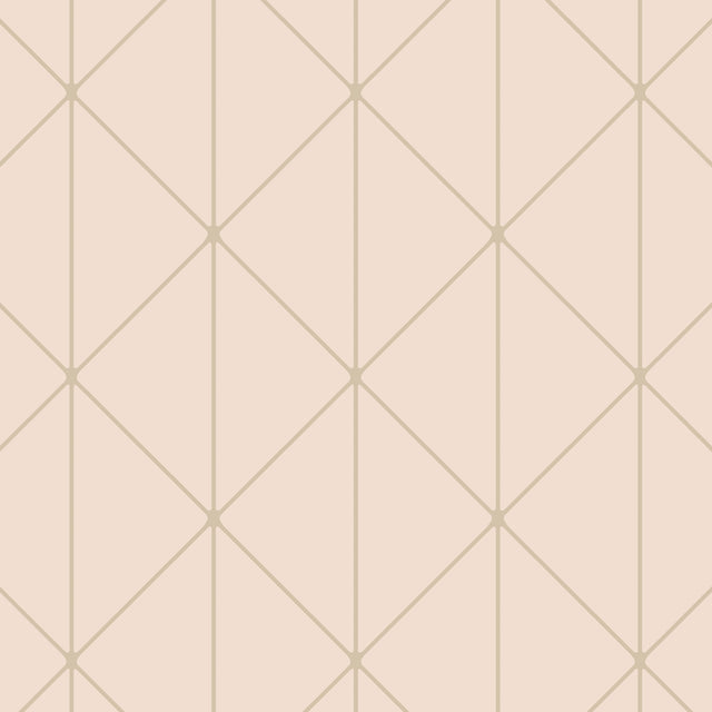 Diamonds geometric wallpaper in petal and gold by Boråstapeter for Schumacher, shown in a modern interior setting.