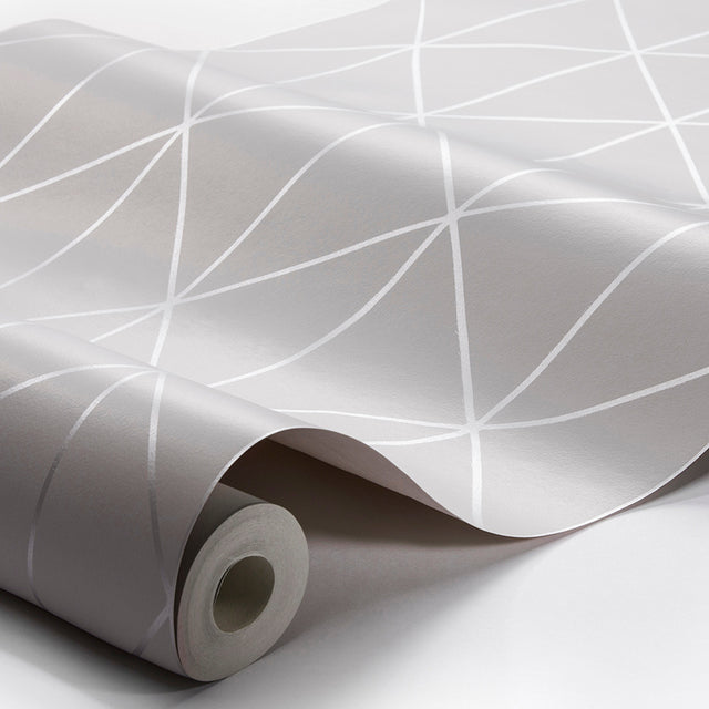 Diamonds Grey and Silver Geometric Wallpaper by Boråstapeter – Schumacher 8807