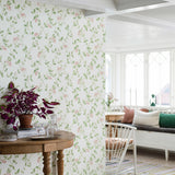 Honeysuckle Ivory by Boråstapeter Scandinavian Floral Trellis Wallpaper – Schumacher 8852