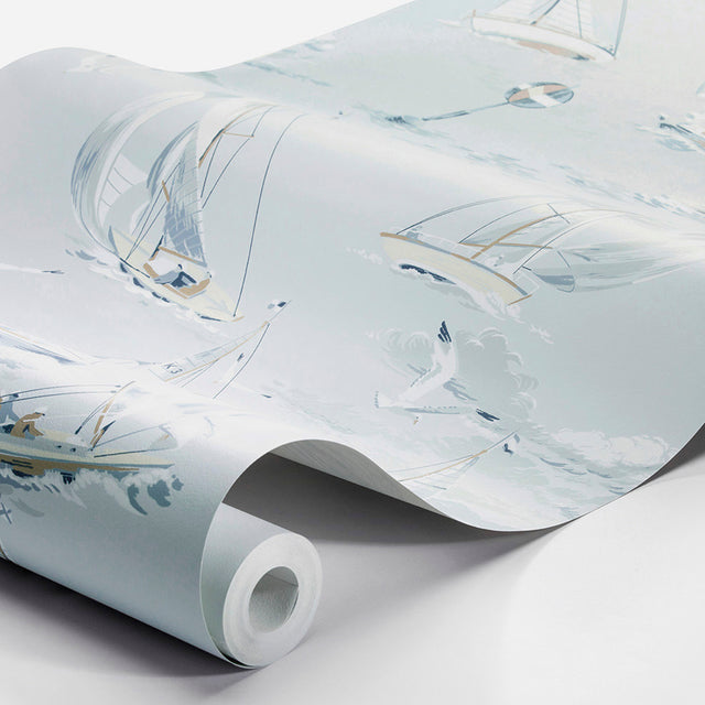 Sailboats Sky by Boråstapeter Nautical Wallpaper – Schumacher 8854