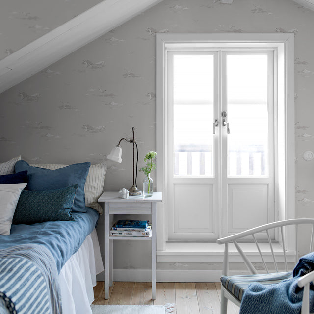 Seagulls Grey by Boråstapeter Scandinavian Coastal Wallpaper – Schumacher 8857