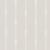 Knot Stripe wallpaper in sand by Boråstapeter for Schumacher, featuring nautical rope stripes with figure-eight knots.