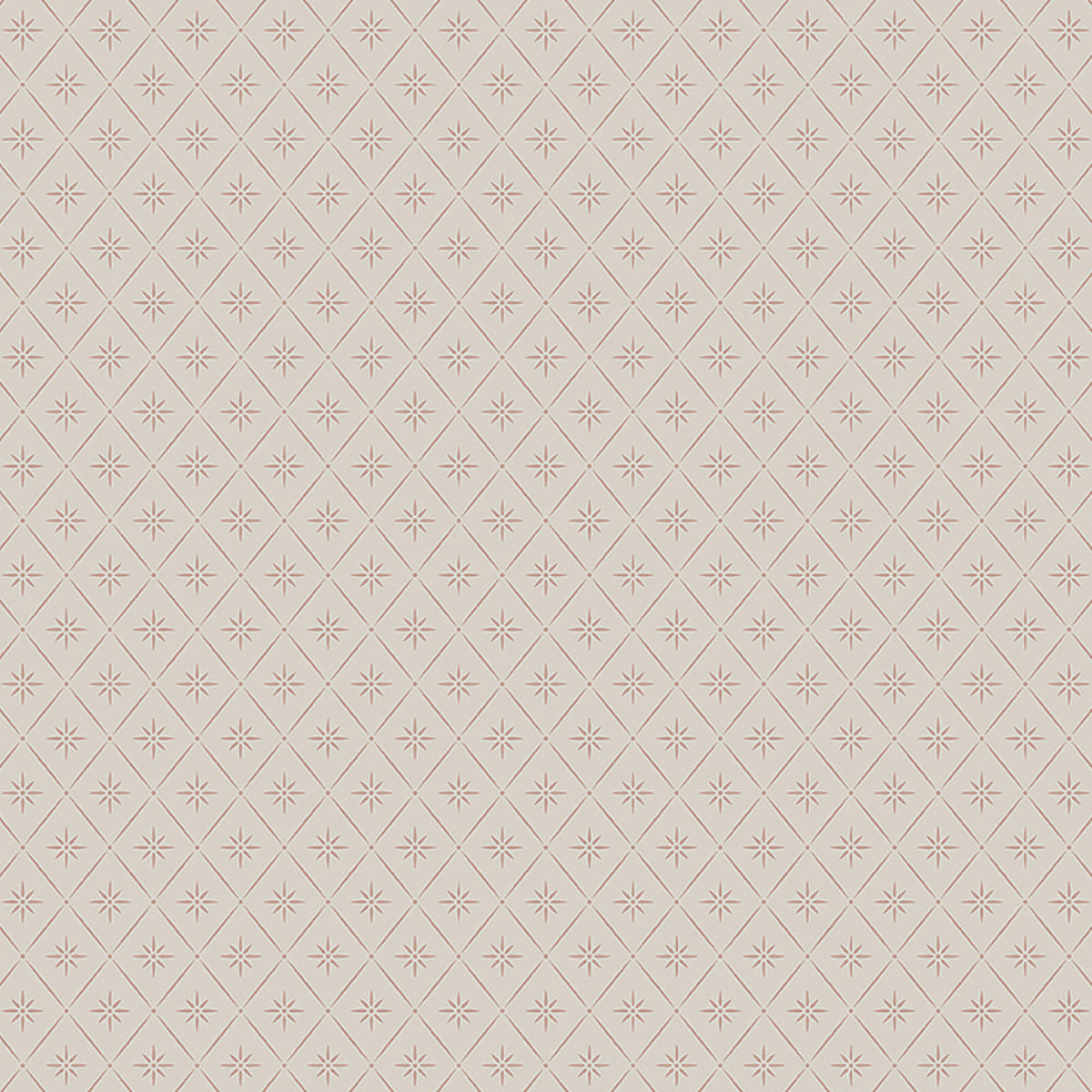 Windrose wallpaper in clay by Boråstapeter for Schumacher, featuring a geometric eight-point star trellis pattern in a soft neutral colorway.
