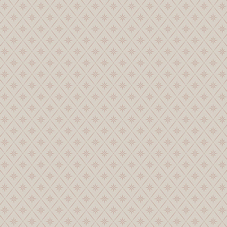 Windrose wallpaper in clay by Boråstapeter for Schumacher, featuring a geometric eight-point star trellis pattern in a soft neutral colorway.