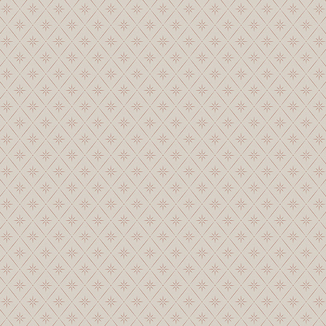 Windrose wallpaper in clay by Boråstapeter for Schumacher, featuring a geometric eight-point star trellis pattern in a soft neutral colorway.