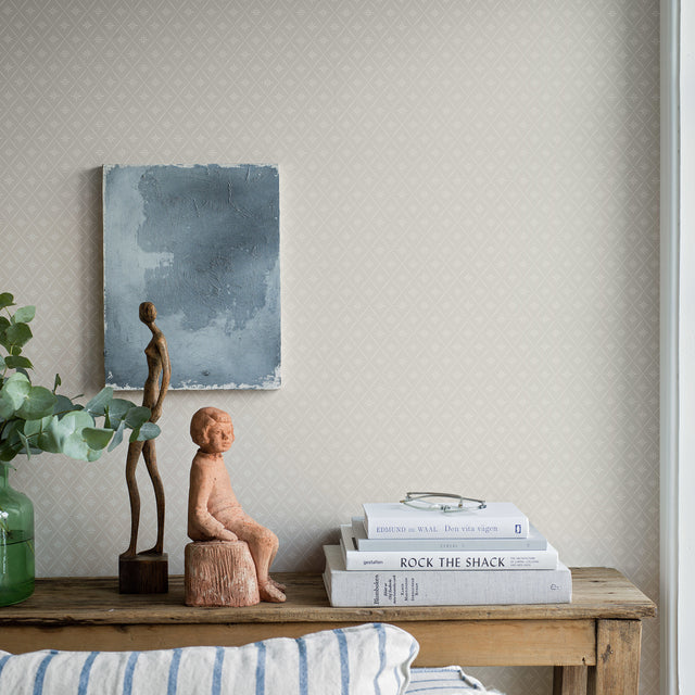 Windrose Stone by Boråstapeter Geometric Trellis Wallpaper – Schumacher 8862