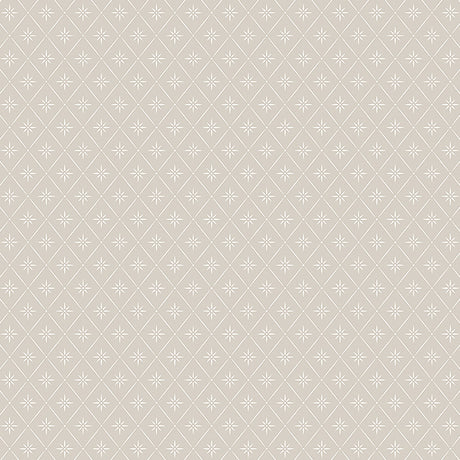Windrose wallpaper in stone by Boråstapeter for Schumacher, featuring a geometric eight-point star trellis pattern in a neutral colorway.
