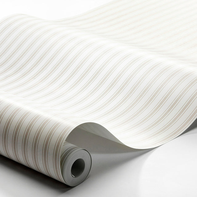 Asp Stripe Sand by Boråstapeter Sophisticated Pinstripe Non-Woven Wallpaper – Schumacher 8873