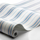 HAMNSKÄR STRIPE Blue and Red by Boråstapeter Nautical Striped Wallpaper – Schumacher 8874