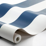 Orust Stripe Navy Cabana Stripe Wallpaper by Boråstapeter – Schumacher 8878