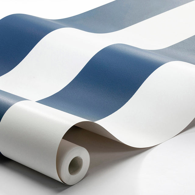 Orust Stripe Navy Cabana Stripe Wallpaper by Boråstapeter – Schumacher 8878