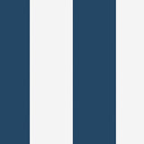 Orust Stripe navy cabana stripe wallpaper by Boråstapeter for Schumacher, classic blue and white wide stripe pattern roll.