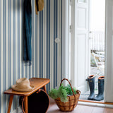 Sandhamn Stripe Blue by Boråstapeter Classic Scandinavian Stripe Wallpaper – Schumacher 8885