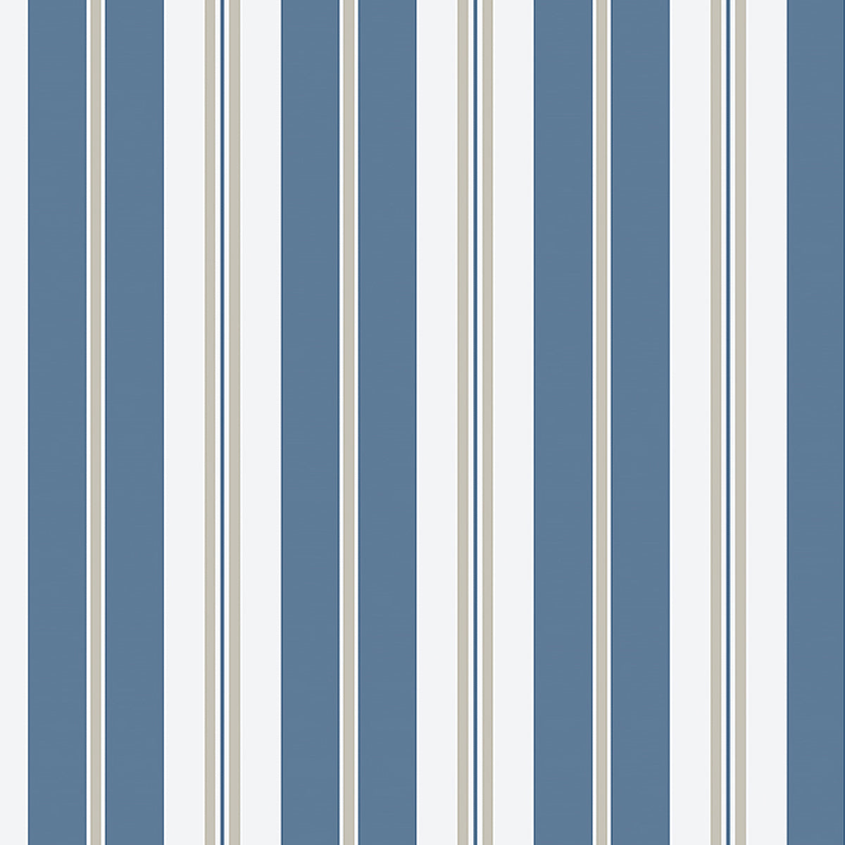Sandhamn Stripe blue wallpaper by Boråstapeter for Schumacher, classic Scandinavian stripe design in blue and white.