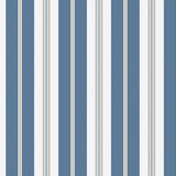 Sandhamn Stripe blue wallpaper by Boråstapeter for Schumacher, classic Scandinavian stripe design in blue and white.