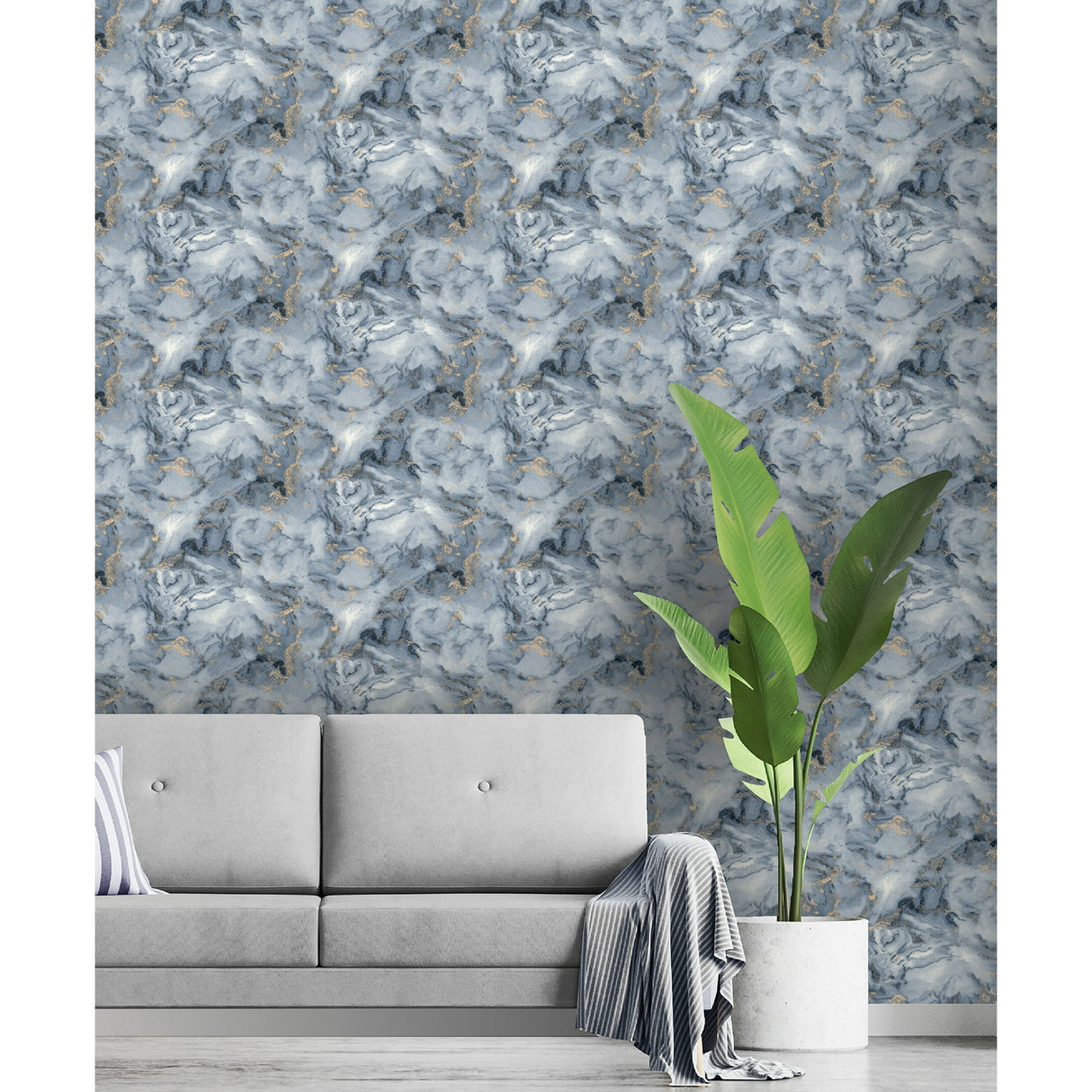 Merrick Navy by Arthouse Marble Wallpaper – Brewster Home Fashions AH923000