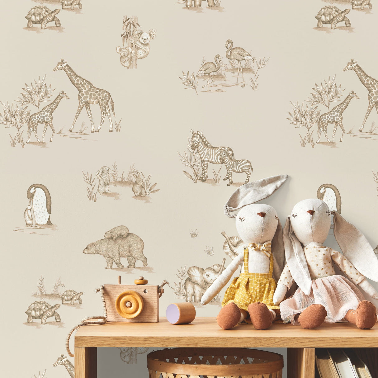 Safari Babies Beige by Advantage Animal Wallpaper – Brewster Home Fashions 4203-27553