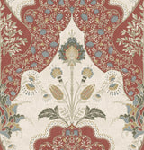 A-Street Prints Auden Ruby Floral Grandeur wallpaper in ruby red botanical ogee design