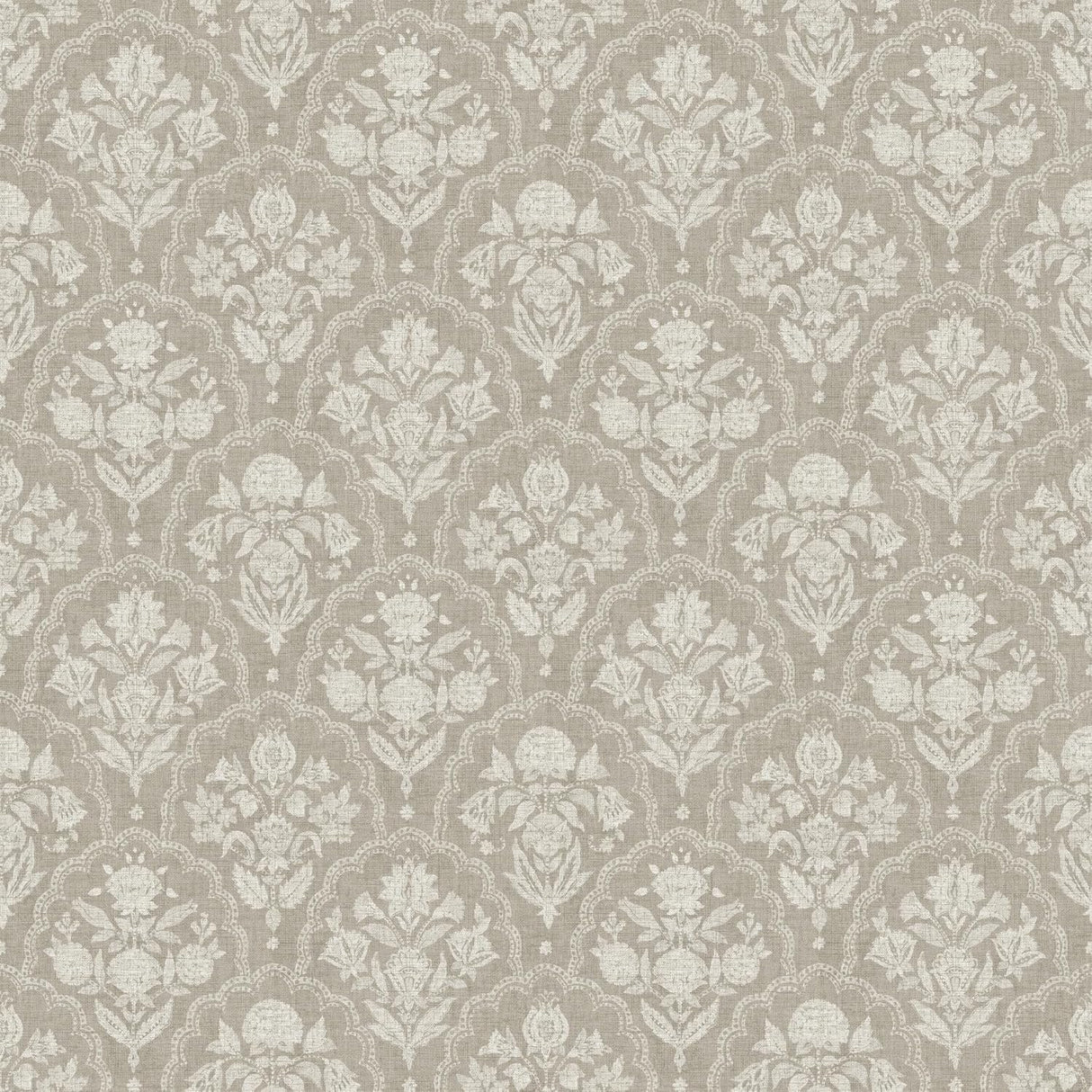 Frances Taupe Fishscale Wallpaper roll and pattern