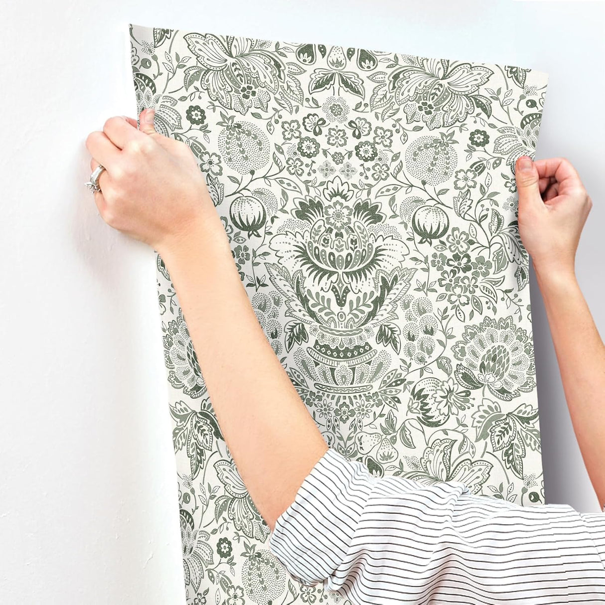 Blanche Dark Green by A-Street Prints Floral Damask Wallpaper – A-Street Prints 4147-27375