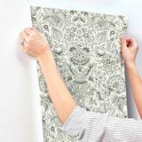 Blanche Dark Green by A-Street Prints Floral Damask Wallpaper – A-Street Prints 4147-27375