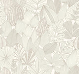 A-Street Prints Mathias Taupe Botanical Wallpaper roll and room view