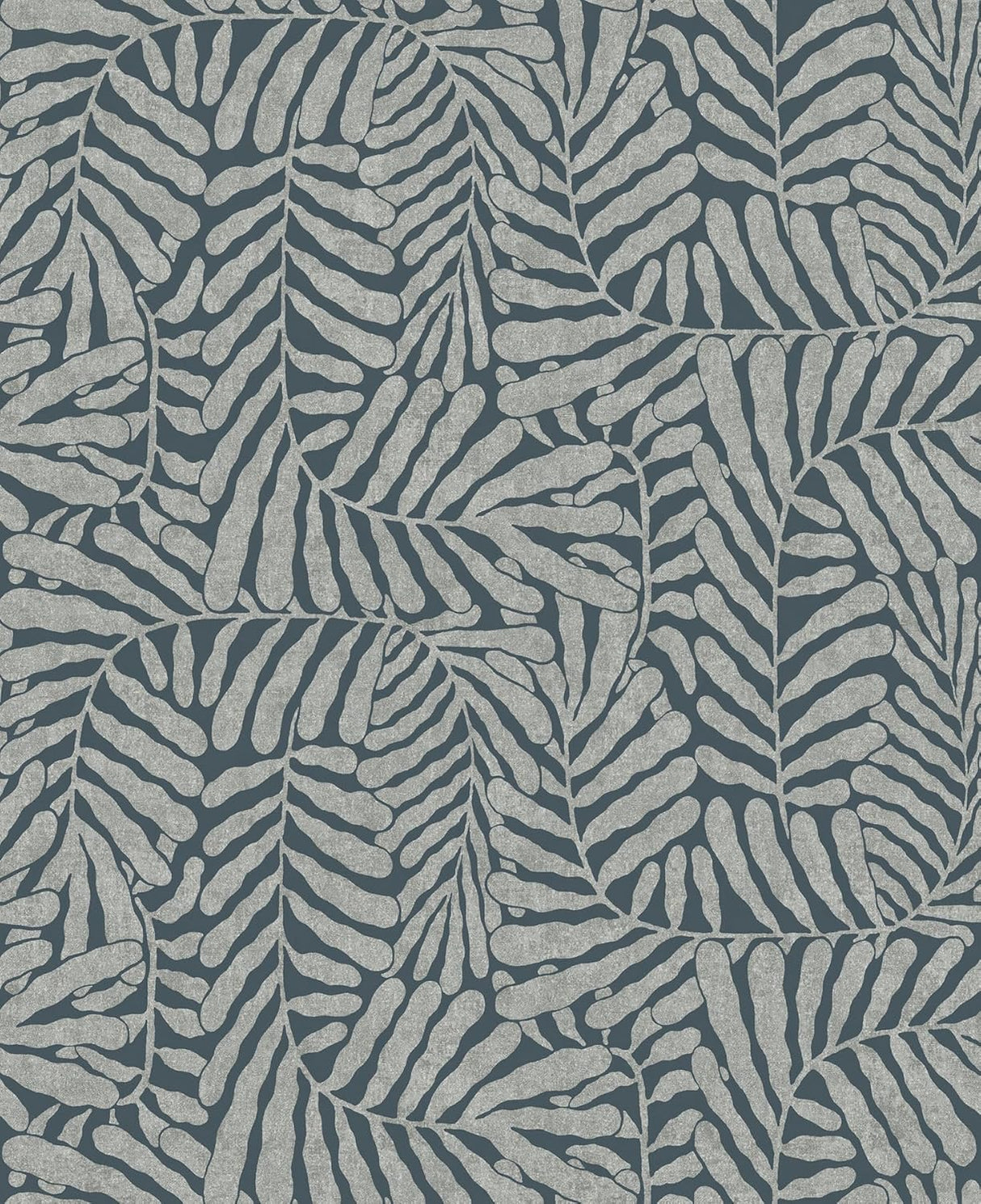 A-Street Prints Gabriel Teal Fern non woven wallpaper with metallic effect, roll and pattern view